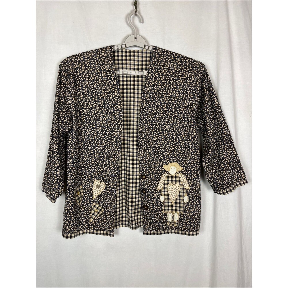 Handmade Reversible Cottagecore Black and Orange Open Front Cardigan